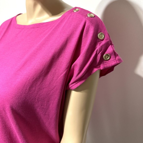 Talbots Pink Top Button Shoulder Tee Short Sleeve Women’s Size 1XP 1X Petite NWT - Picture 7 of 8
